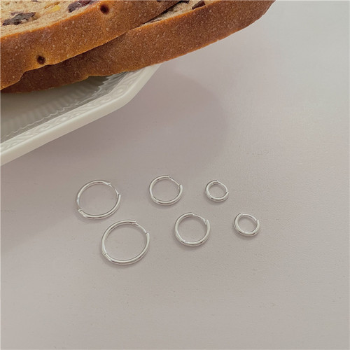 925银简约百搭素圈细圈耳环