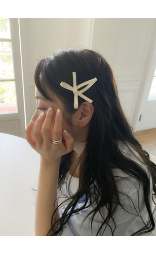 缎面蝴蝶结发夹边夹法式三角夹