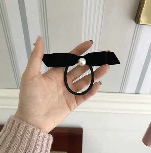 法式复古珍珠蝴蝶结发圈发绳