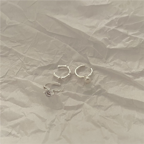 现sunup_q韩国银c型简约小钻珍珠