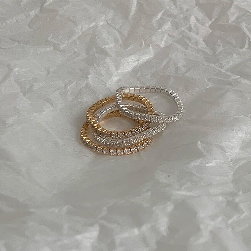 925银BLINGBLING锆石排钻戒指