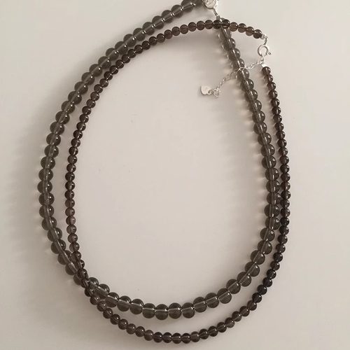 茶棕色系天然原石水晶珠子项链