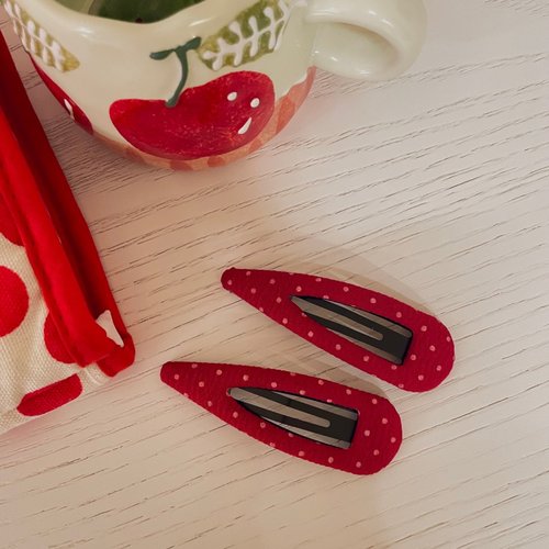 圣诞新年显白红色波点三角边夹