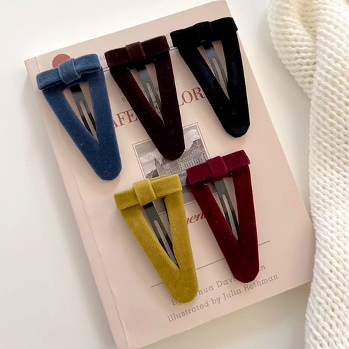 复古丝绒酒红大号三角形边夹