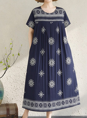夏季中老年女棉绸睡裙加肥加大码