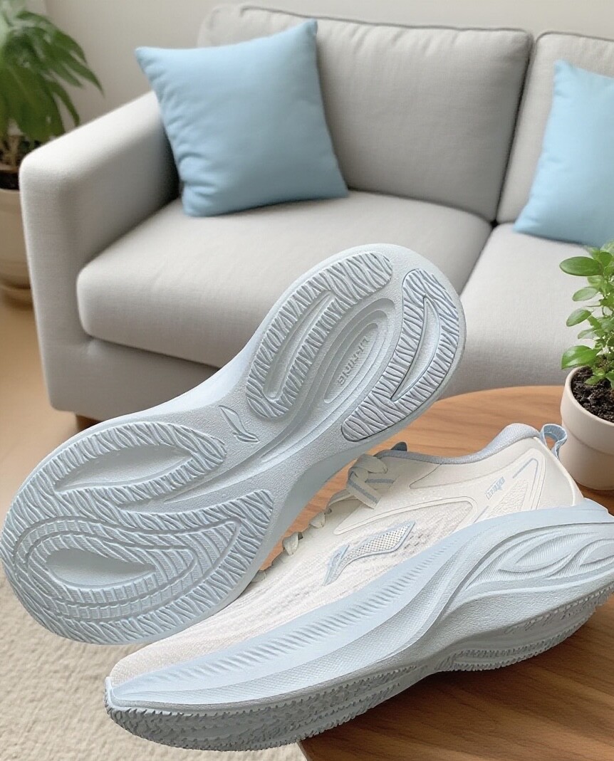 LiNing李宁 凌波 厚底增高柔软回弹 低帮 休闲跑步鞋 女款 白蓝