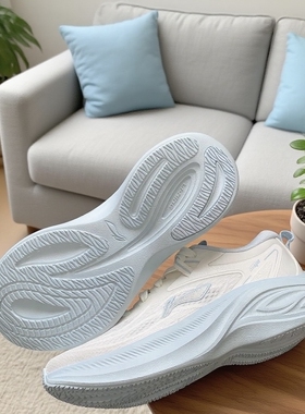 LiNing李宁 凌波 厚底增高柔软回弹 低帮 休闲跑步鞋 女款 白蓝