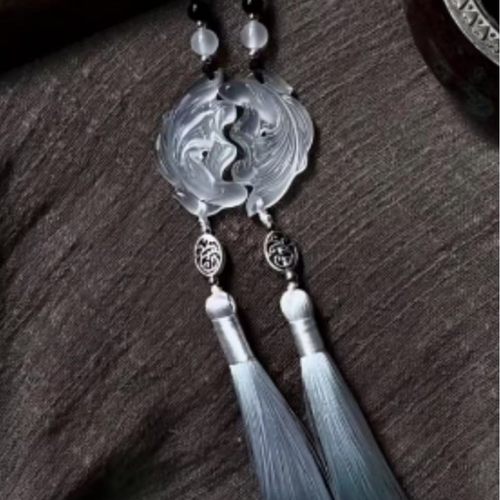 双鱼玉佩挂件闺蜜信物姐妹一对新中国风吊坠项链古风配饰一人一半