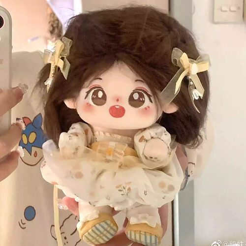 20厘米棉花娃娃女孩高颜值毛绒公仔玩具长发有骨棉花娃可换装玩偶