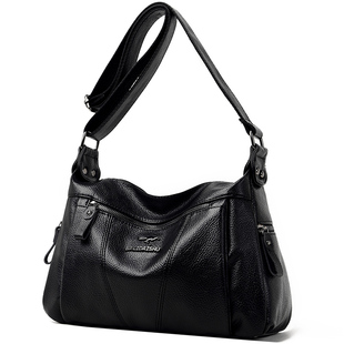 正品真皮斜挎包女士妈妈包2024新款时尚大容量软皮中年单肩女包包