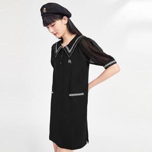 2020秋显瘦休闲百搭纯色中款 A5FA93290大翻领连衣裙A5FA9329089