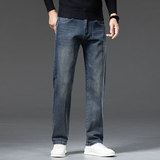 直筒宽松牛仔裤男大码弹力男生秋冬季2026新款弹力休闲潮流百搭，男装牛仔裤，奇怪漫猴工厂店