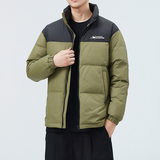 新标羽绒服男士短款2025冬季新款立领面包服撞色拼接情侣款外套，男装羽绒服，奇怪漫猴工厂店