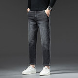 新款小矮个显瘦九分直筒裤牛仔裤男春秋休闲宽松男士裤子男生，男装牛仔裤，奇怪漫猴工厂店