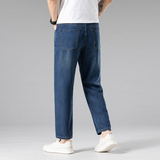 九分牛仔裤男士夏季薄款休闲八分裤子宽松直筒浅蓝色天丝男裤，男装牛仔裤，奇怪漫猴工厂店