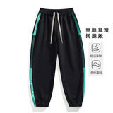 【79】L-9XL大码潮牌男士百搭束脚长裤宽松显瘦休闲裤撞色卫，男装休闲裤，奇怪漫猴工厂店