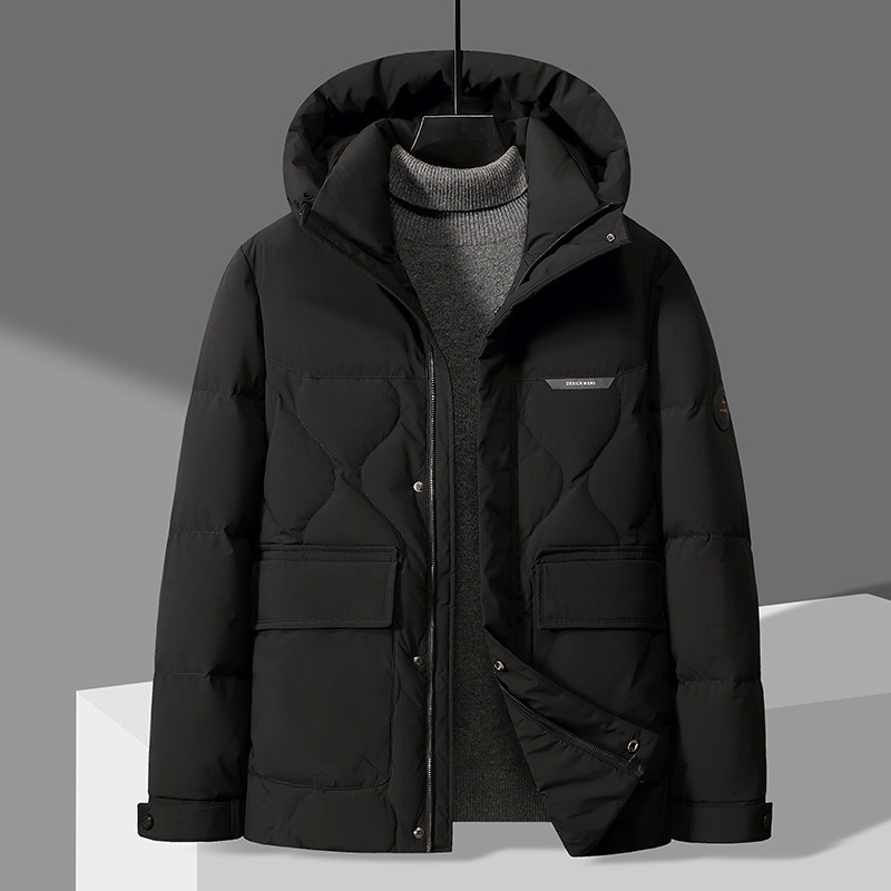 标羽绒服男款2025年新款中长款加厚2025新款季短款连帽冬装防风，男装羽绒服，奇怪漫猴工厂店