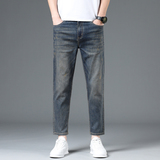 2026春夏季薄款九分牛仔裤男士合身直筒百搭弹力休闲八分裤，男装牛仔裤，奇怪漫猴工厂店