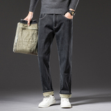 801R牛仔裤男直筒宽松大码新款秋冬加绒弹力中高腰男士休闲长裤子，男装牛仔裤，奇怪漫猴工厂店