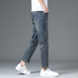2026春夏季薄款九分牛仔裤男士合身直筒百搭弹力休闲八分裤，男装牛仔裤，奇怪漫猴工厂店