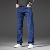 商务弹力加绒加厚保暖宽松直筒牛仔裤秋冬厚款男士大码直筒裤，男装牛仔裤，奇怪漫猴工厂店