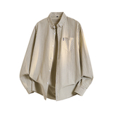 条纹长袖男士衬衫外套上衣服韩版潮流衬衣帅气商务工装休闲，男装衬衫，奇怪漫猴工厂店