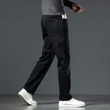 弹力冬季加绒加厚牛仔裤男款直筒宽松男裤带绒保暖黑色裤子秋冬，男装牛仔裤，奇怪漫猴工厂店