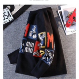 网络趣味情侣撞色毛衣卡通图案针织上衣，男装T恤，奇怪漫猴工厂店