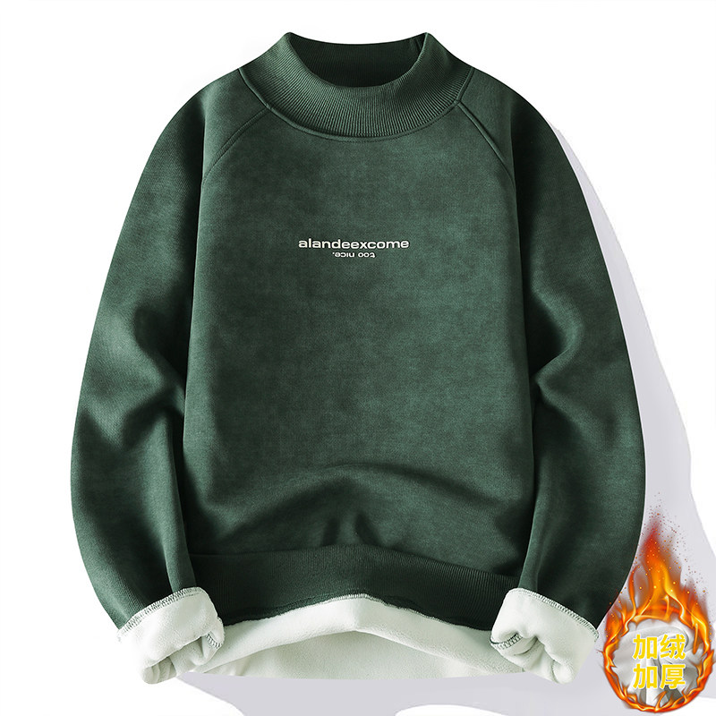 加绒加厚重磅男士冬季高领美式休闲长袖卫衣上班日常宽松潮流打底，男装卫衣，奇怪漫猴工厂店