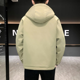 冬季新款男士棉衣外套加厚保暖连帽工装夹克潮流百搭休闲冲锋衣男，男装棉衣，奇怪漫猴工厂店