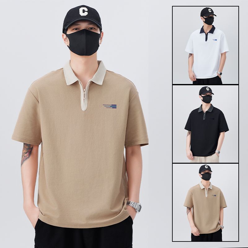 Q2025夏新款短袖T恤翻领半拉链POLO衫，男装Polo衫，奇怪漫猴工厂店
