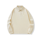 主推纯棉polo衫长袖男士秋季新款翻领高级感宽松透气潮牌T恤男装，男装T恤，奇怪漫猴工厂店