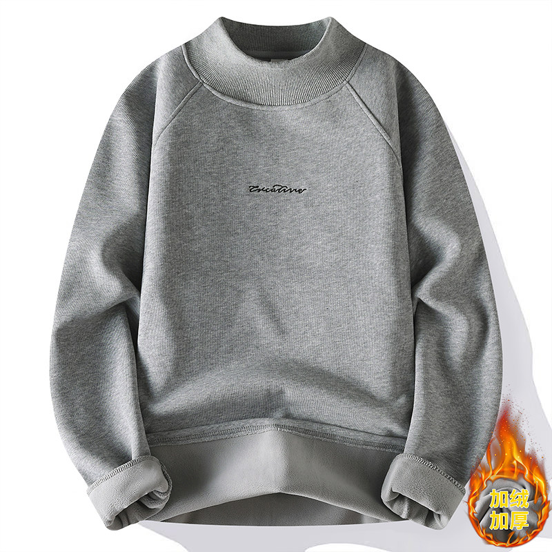 加绒加厚重磅男士冬季高领美式休闲长袖卫衣上班日常宽松潮流打底，男装卫衣，奇怪漫猴工厂店