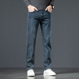 冬季加绒牛仔裤男宽松直筒秋冬款男裤弹力加厚带绒长裤子，男装牛仔裤，奇怪漫猴工厂店