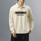 主推纯棉polo衫长袖男士秋季新款翻领高级感宽松透气潮牌T恤男装，男装T恤，奇怪漫猴工厂店