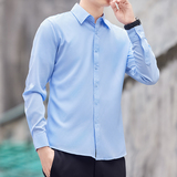 秋季长袖衬衫男青年商务休闲衬衣男弹力免烫抗皱修身打底衫，男装衬衫，奇怪漫猴工厂店