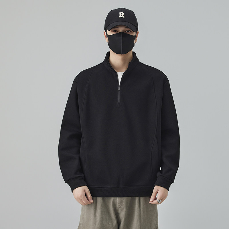 2026年秋款新款半拉链卫衣男款春季潮牌宽松套头立领男士打底衫，男装卫衣，奇怪漫猴工厂店