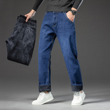 弹力加绒加厚保暖宽松直筒牛仔裤秋冬厚款男士大码直筒裤，男装牛仔裤，奇怪漫猴工厂店
