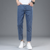 弹力秋冬季八分牛仔裤男士2026新款修身直筒小个子九分休闲长裤，男装牛仔裤，奇怪漫猴工厂店