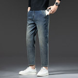 新款高端九分牛仔裤防盗拉链袋男春秋季潮牌直筒修身休闲直脚裤子，男装牛仔裤，奇怪漫猴工厂店