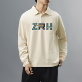 主推纯棉polo衫长袖男士秋季新款翻领高级感宽松透气潮牌T恤男装，男装T恤，奇怪漫猴工厂店