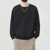 2026新款圆领套头卫衣男假两件宽松日系复古织带潮流百搭休闲打底，男装卫衣，奇怪漫猴工厂店