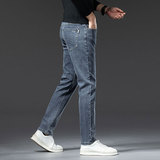 春秋季新款蓝灰色牛仔裤男士修身直筒弹力高端春秋款长裤子，男装牛仔裤，奇怪漫猴工厂店