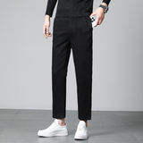 高端黑色牛仔裤男款春秋修身直筒灰色休闲九分牛仔裤显瘦收腿直筒，男装牛仔裤，奇怪漫猴工厂店