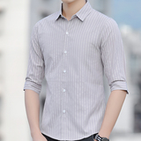 衬衫男中袖2026新款春夏季韩版潮流修身条纹男士衬衣男生五分袖，男装衬衫，奇怪漫猴工厂店