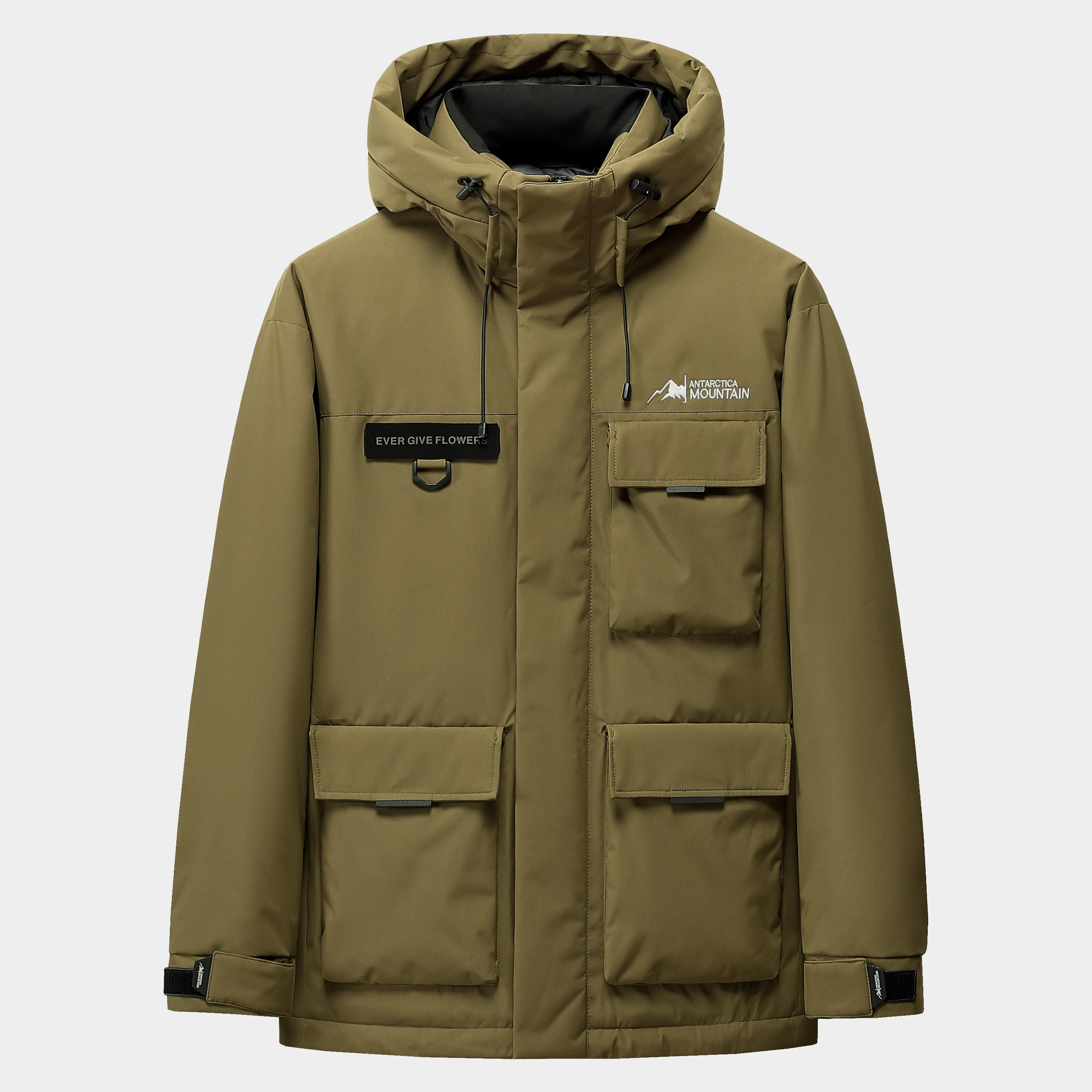 新标2026冬新款男女同款户外工装羽绒服大口袋连帽加厚派克外套，男装羽绒服，奇怪漫猴工厂店