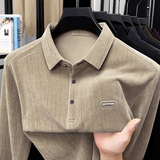 抖音POLO领长袖休闲秋季休闲男士T恤秋季舒适圆领百搭，男装T恤，奇怪漫猴工厂店