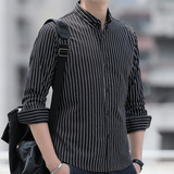衬衫男长袖2026新款春秋季韩版潮流修身条纹男士衬衣男生长袖，男装衬衫，奇怪漫猴工厂店