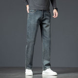 新款弹力加绒加厚牛仔裤男宽松直筒长裤中年秋冬款保暖超厚裤子，男装牛仔裤，奇怪漫猴工厂店