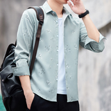 高级感衬衫男士长袖春秋季免烫抗皱帅气白色衬衣修身工装男寸，男装衬衫，奇怪漫猴工厂店